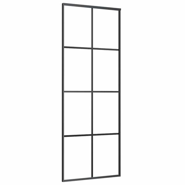 vidaXL Skyvedør med monteringssett svart 76x205 cm ESG-glass