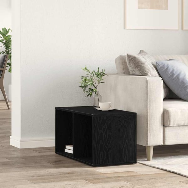 vidaXL LP Oppbevaringsboks svart eik 71x34x36 cm konstruert tre
