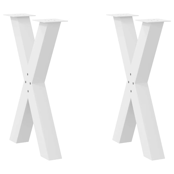 vidaXL Spisebordben X-formet 2 stk hvit 60 x (72-73) cm stål