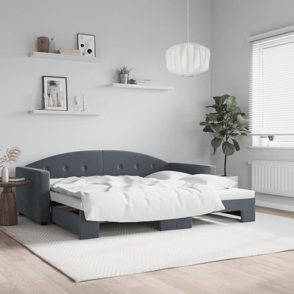 vidaXL daybed med udtræk 90x190 cm velour mørkegrå