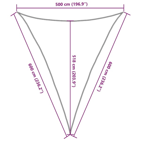 vidaXL solsejl 5x6x6 m 160 g/m² trekantet HDPE gul
