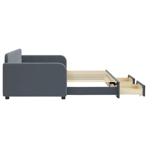 vidaXL daybed med udtræk og skuffer 90x190 cm velour mørkegrå