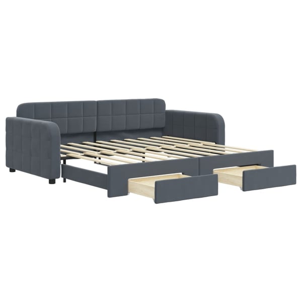 vidaXL daybed med udtræk og skuffer 90x190 cm velour mørkegrå