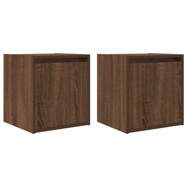 vidaXL Veggmonterte nattbord 2 stk brun eik 38x34x40 cm