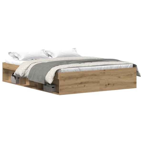 vidaXL Sengeramme uten madrass artisan eik 150x200 cm konstruert tre