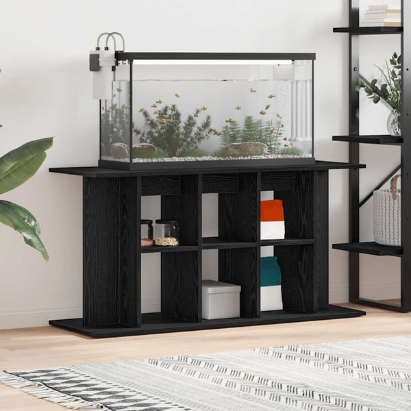 vidaXL akvariestativ sort egetræ 120x40x60 cm konstrueret træ