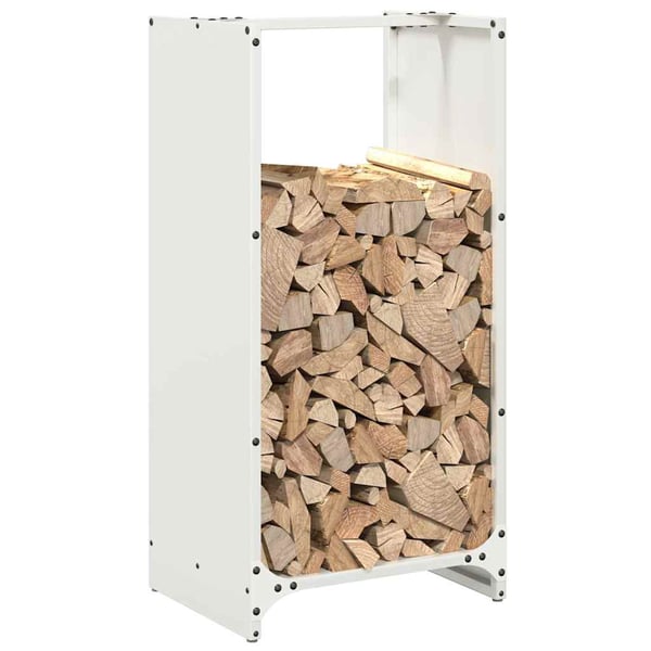 vidaXL Vedstativ hvit 40x30x80 cm kaldvalset stål