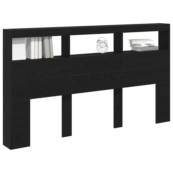 vidaXL Hodegavl skap med LED svart eik 180x17x102 cm