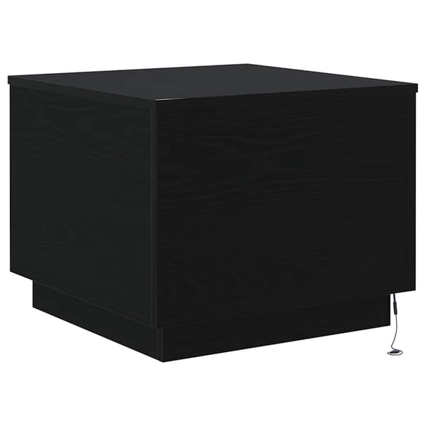 vidaXL sofabord med LED-lys 50x50x40 cm sort egetræsfarve