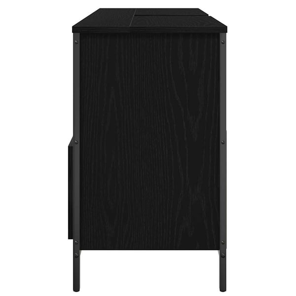 vidaXL håndvaskskab med skuffer 90x34,5x60 cm sort egetræsfarve