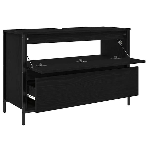 vidaXL håndvaskskab med skuffer 90x34,5x60 cm sort egetræsfarve