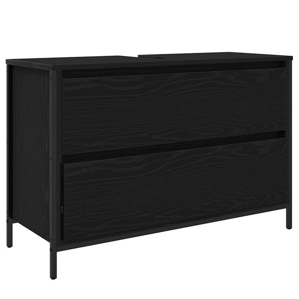 vidaXL Baderomsservantskap med skuffer svart eik 90x34,5x60 cm