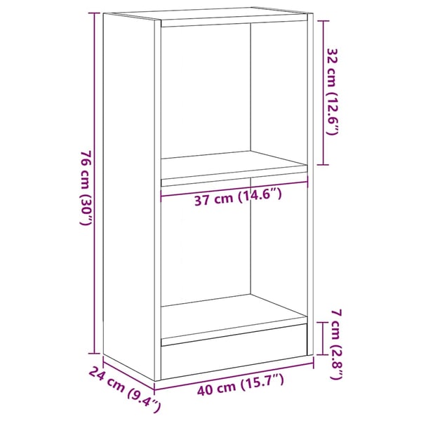 vidaXL bogreol 40x24x76 cm konstrueret træ sort egetræsfarve