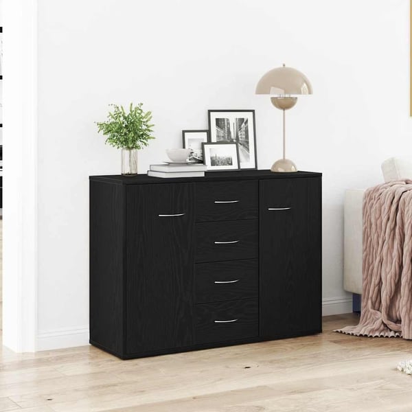 vidaXL Skjenk svart eik 88x30x64 cm konstruert tre