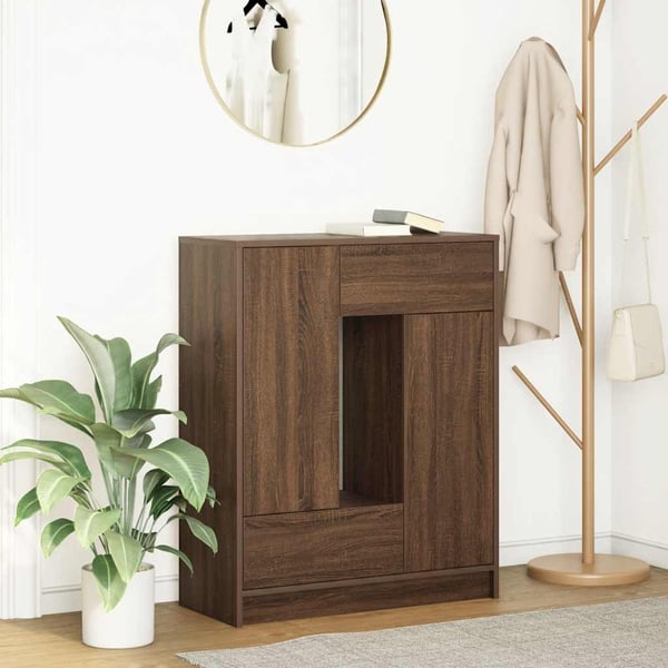 vidaXL Skjenk med skuffer og dører brun eik 73x31x90 cm