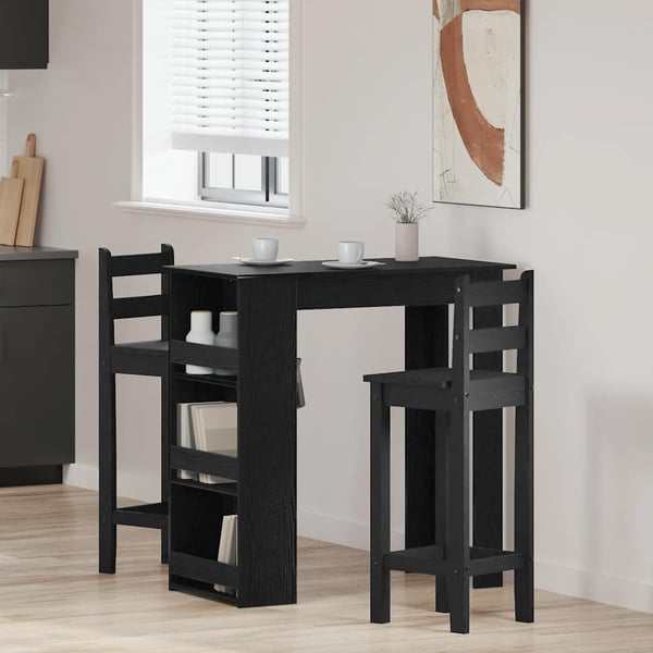 vidaXL Barbord med oppbevaring svart eik 102x50x103,5 cm