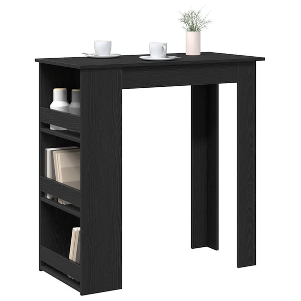 vidaXL Barbord med oppbevaring svart eik 102x50x103,5 cm