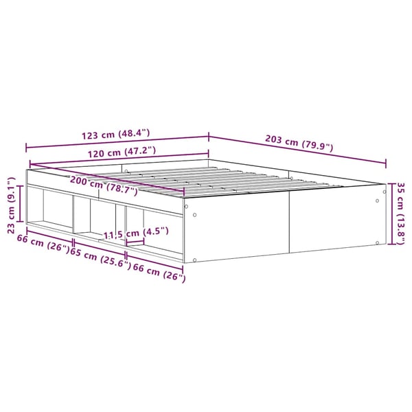 vidaXL sengestel uden madras 120x200 cm konstrueret træ sort eg