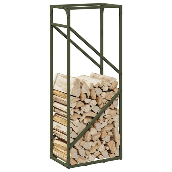 vidaXL Vedstativ olivengrønn 40x25x100 cm kaldvalset stål