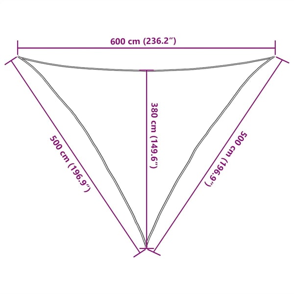 vidaXL solsejl 5x5x6 m 160 g/m² trekantet HDPE blå