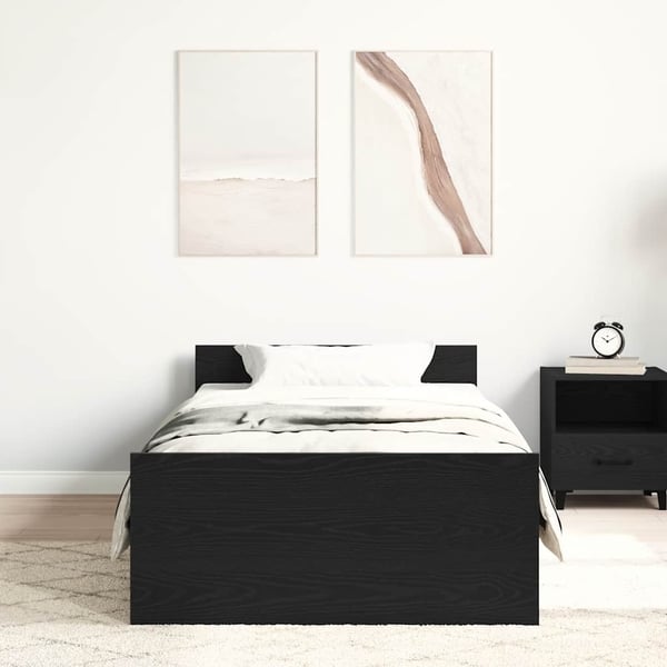 vidaXL Sengeramme uten madrass svart eik 90x200 cm konstruert tre