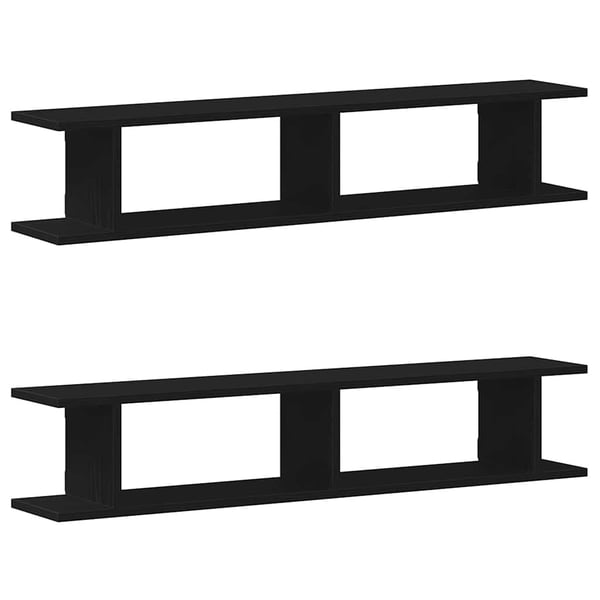 vidaXL Vegghyller 2 stk svart eik 105x18x20 cm konstruert tre