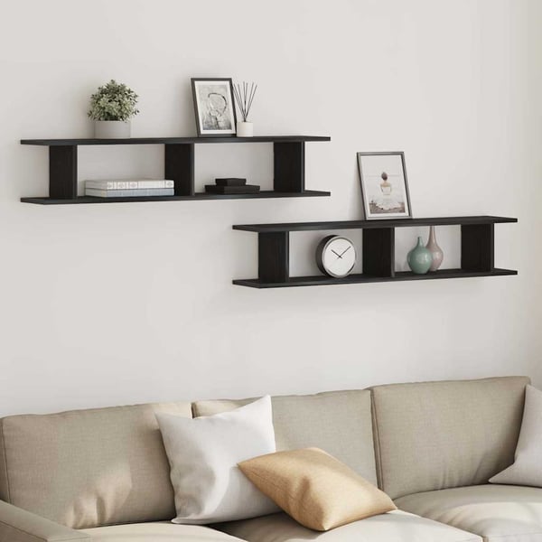 vidaXL Vegghyller 2 stk svart eik 105x18x20 cm konstruert tre