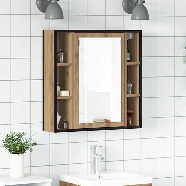 vidaXL badeværelsesskab + spejl 60x16x60 cm konstrueret træ kunsteg