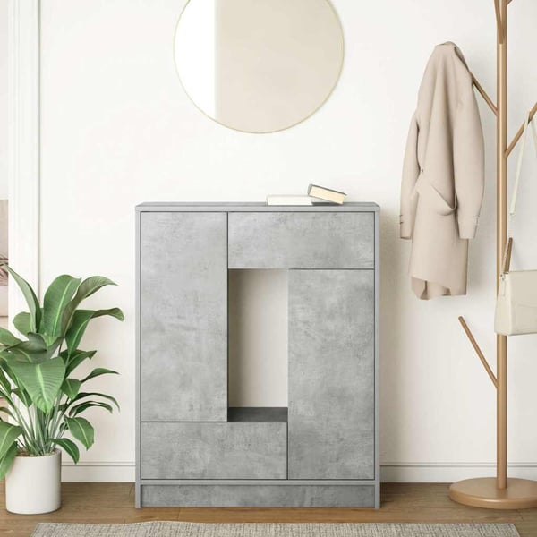 vidaXL Skjenk med skuffer og dører betonggrå 73x31x90 cm