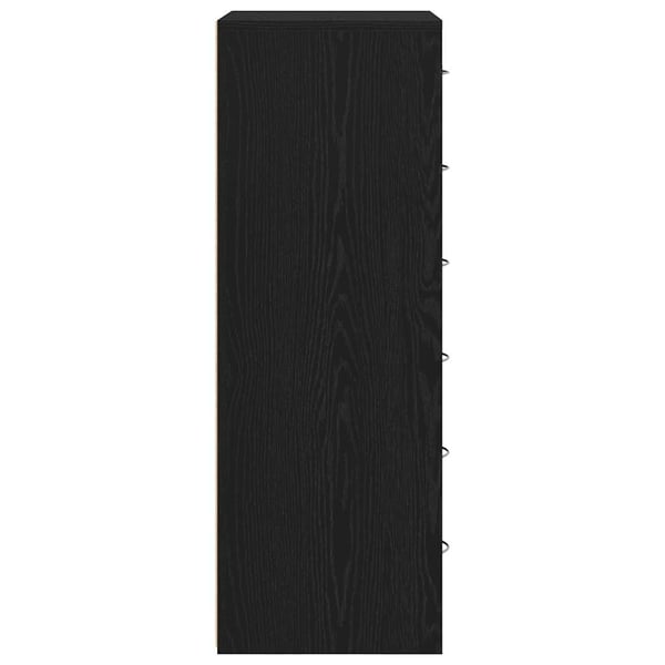 vidaXL Skjenk med 6 skuffer svart eik 50x34x96 cm konstruert tre