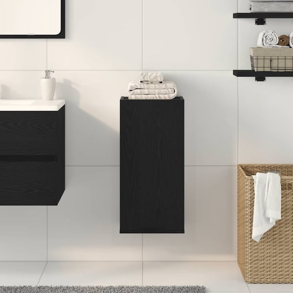 vidaXL vægmonteret skab sort egetræ 32x20x67 cm konstrueret træ