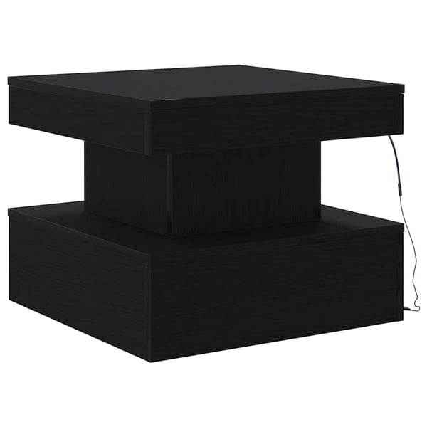 vidaXL sofabord med LED-lys 50x50x40 cm sort egetræsfarve