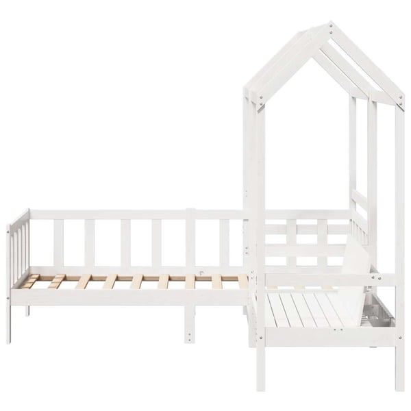 vidaXL Sett med dagseng og benk med tak hvit 80x200 cm heltre furu