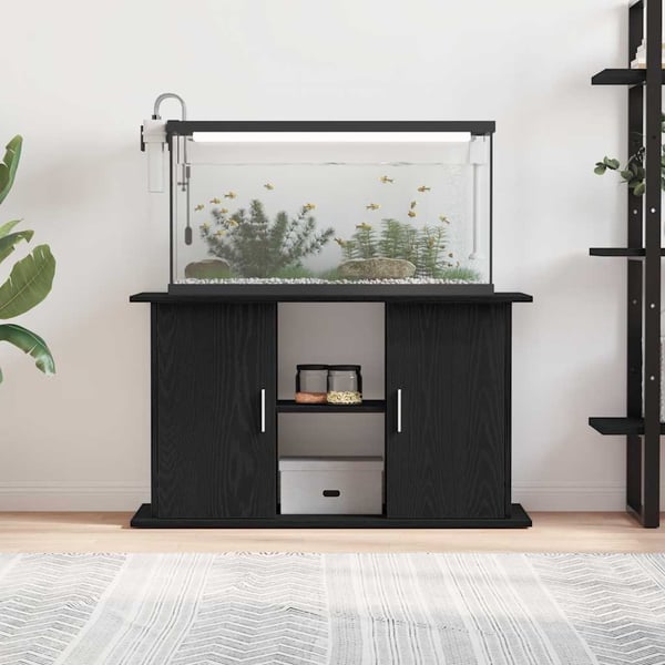 vidaXL akvariestativ sort egetræ 101x41x58 cm konstrueret træ