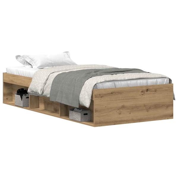 vidaXL Sengeramme uten madrass artisan eik 75x190 cm konstruert tre
