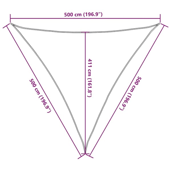 vidaXL solsejl 5x5x5 m 160 g/m² trekantet HDPE gul