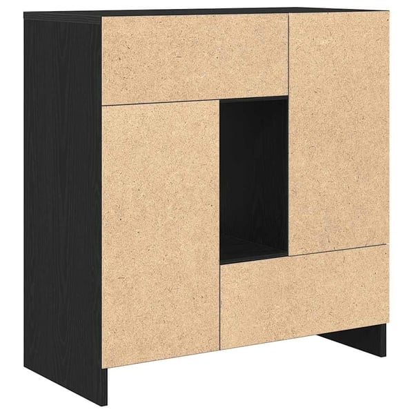 vidaXL skænk med skuffer og låger 70,5x34x74,5 cm sort egetræ