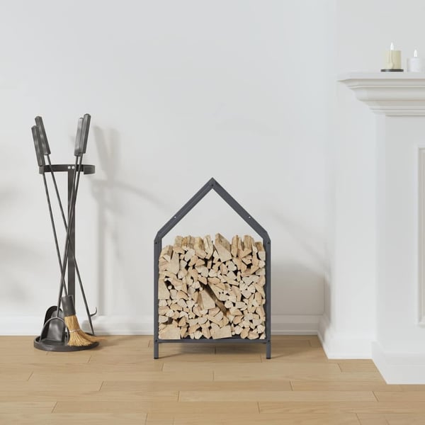 vidaXL Vedstativ antrasitt 40x25x60 cm kaldvalset stål