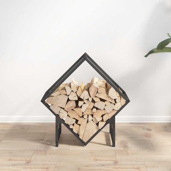 vidaXL Vedstativ svart 50x25x50 cm kaldvalset stål