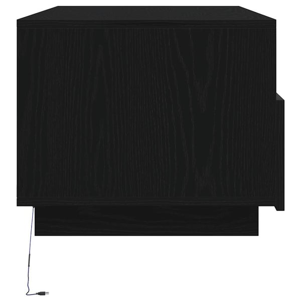 vidaXL sofabord med LED-lys 90x49x40 cm sort egetræsfarve