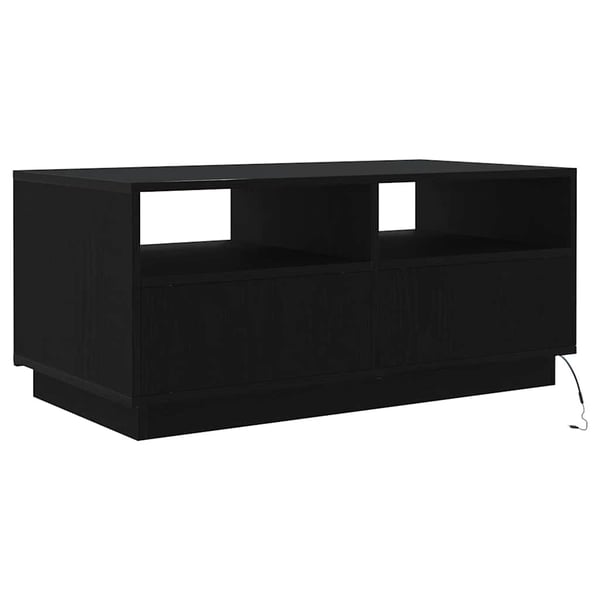 vidaXL sofabord med LED-lys 90x49x40 cm sort egetræsfarve