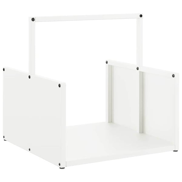 vidaXL Vedstativ hvit 40x40x40 cm kaldvalset stål