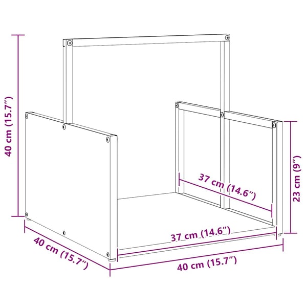 vidaXL Vedstativ hvit 40x40x40 cm kaldvalset stål