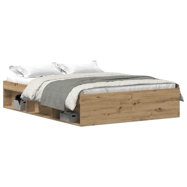 vidaXL Sengeramme uten madrass artisan eik 135x190 cm konstruert tre