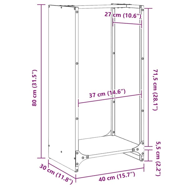 vidaXL Vedstativ svart 40x30x80 cm kaldvalset stål