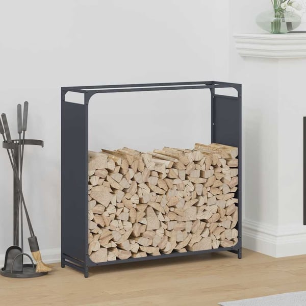 vidaXL Vedstativ antrasitt 90x28x90 cm kaldvalset stål