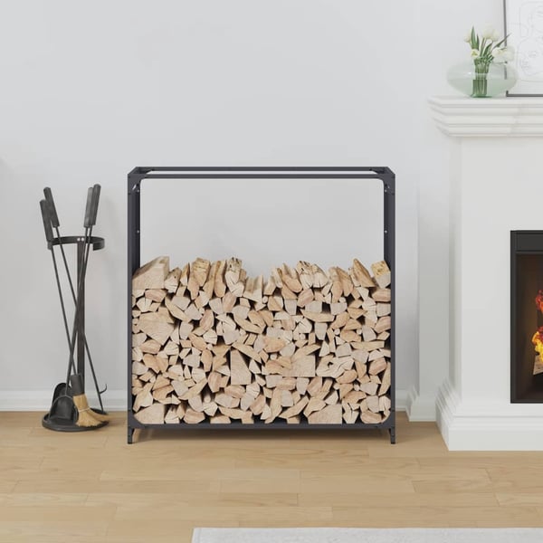 vidaXL Vedstativ antrasitt 90x28x90 cm kaldvalset stål