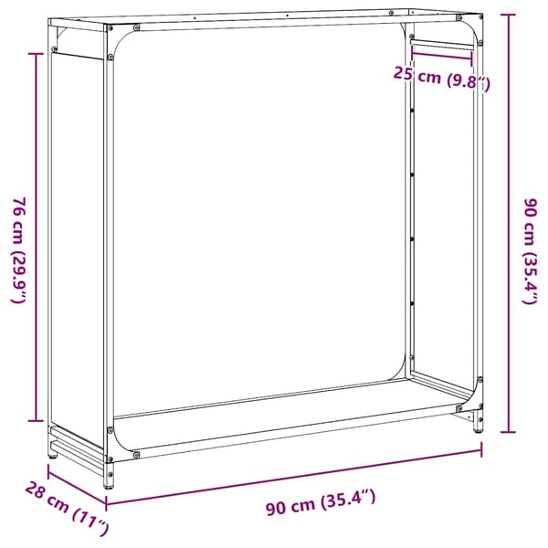 vidaXL Vedstativ antrasitt 90x28x90 cm kaldvalset stål