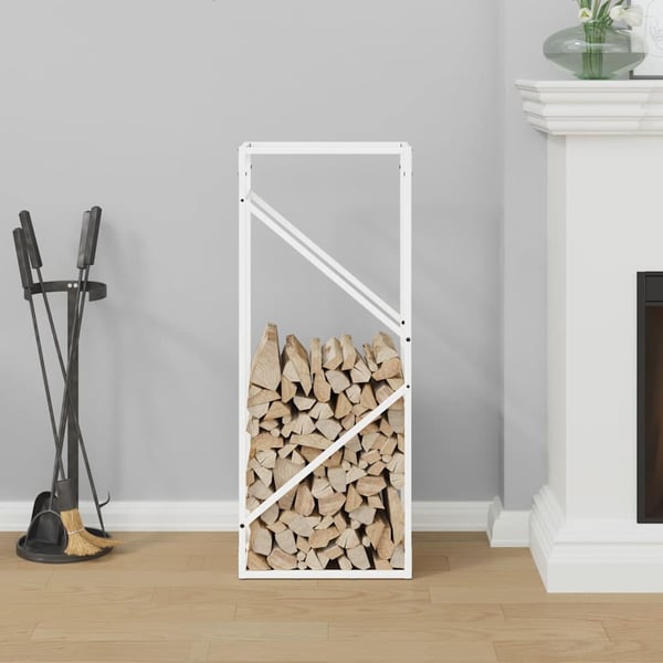 vidaXL Vedstativ hvit 40x25x100 cm kaldvalset stål
