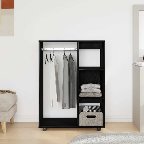vidaXL garderobe sort egetræ 80x40x110 cm konstrueret træ